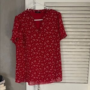 Elegant Red Floral Blouse